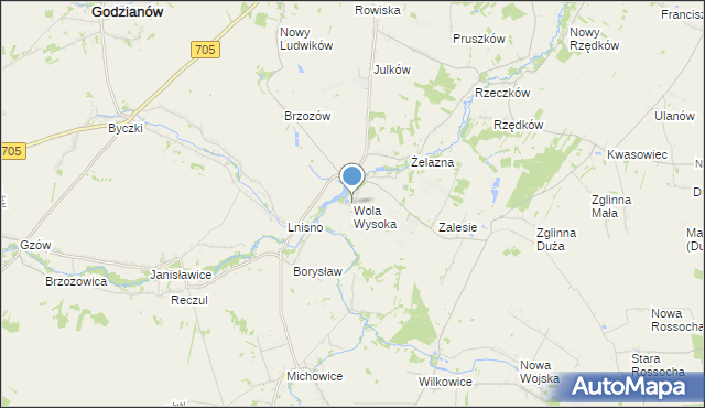 mapa Wola Wysoka, Wola Wysoka gmina Skierniewice na mapie Targeo